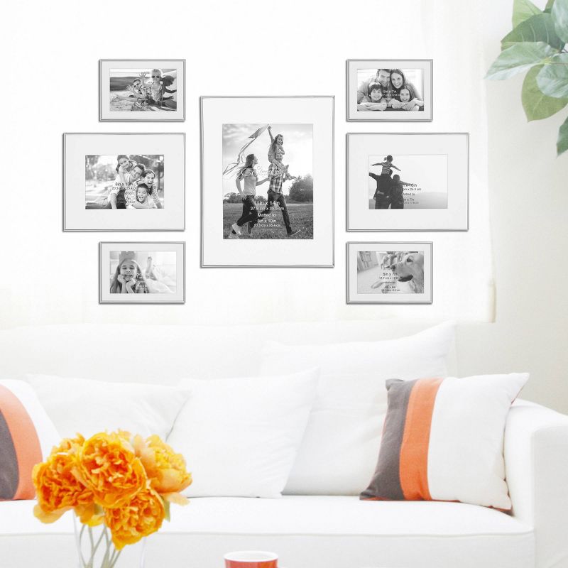 7pc Decorative Steel Photo Frame Set Silver - Stonebriar Collection