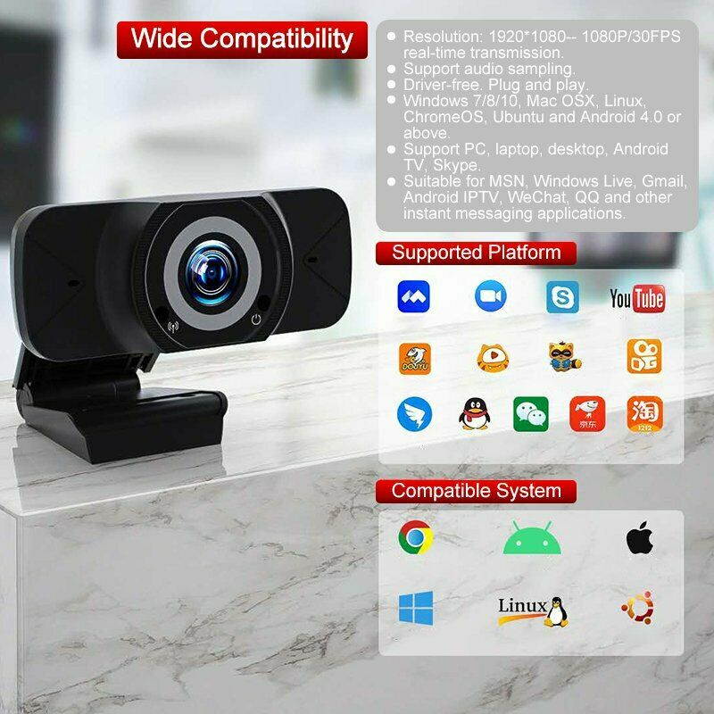 1080P HD Webcam Camera USB Cam Microphone Video Computer For PC Laptop Desktop