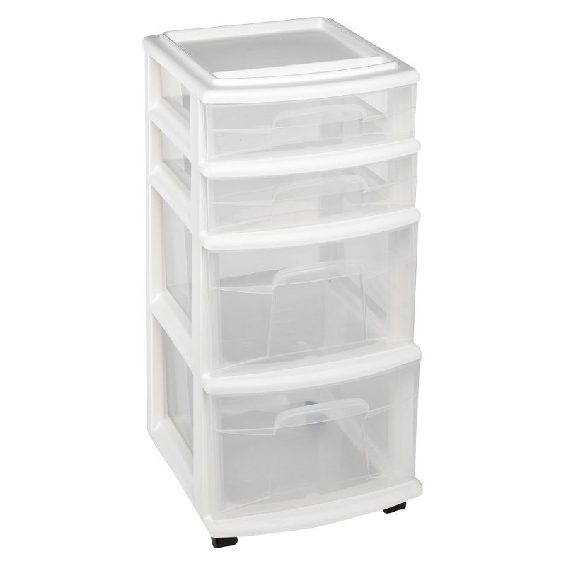 Homz 4-Drawer Medium Rolling Storage Cart - White