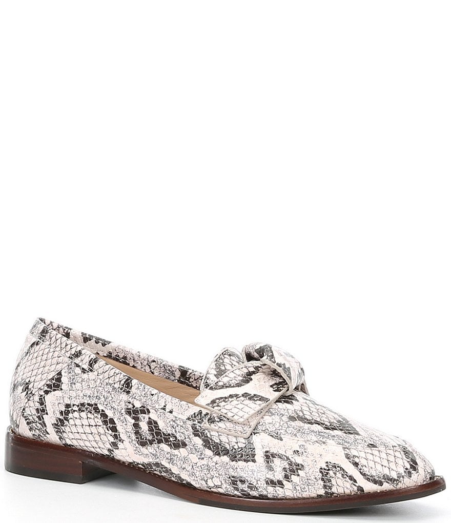 Antonio Melani Darleane Snake Print Leather Knotted Bow Loafers