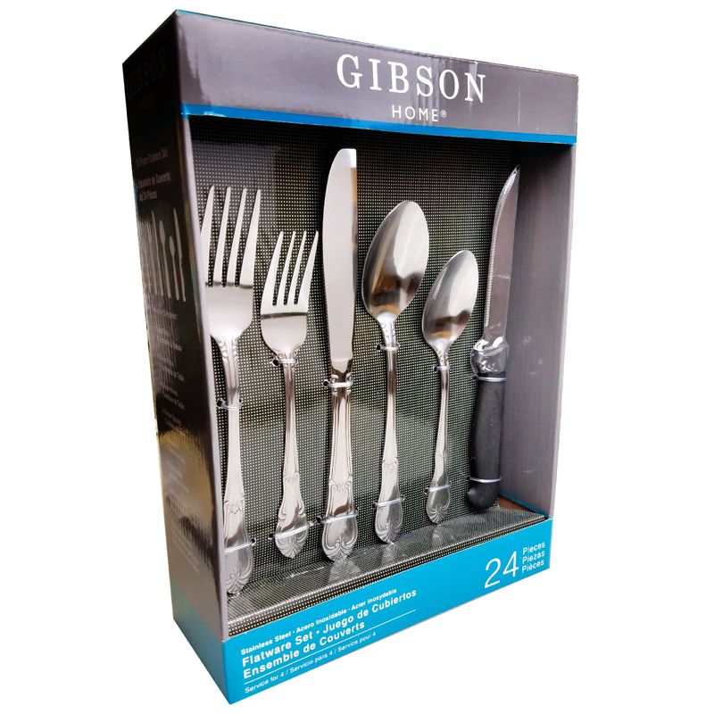 Gibson Alessandro Plus 24 Piece Flatware Set with 4 Steak Knives