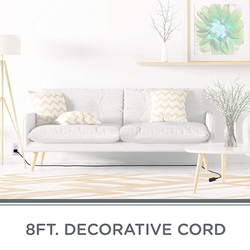 42841T1 Designer 3 Extension 2 Prong Strip Extra Long 8 Ft Power Flat Plug Fabric Braided Cord SlidetoClose Safety Outlets 42841 8 ft BlackGray 8 ft