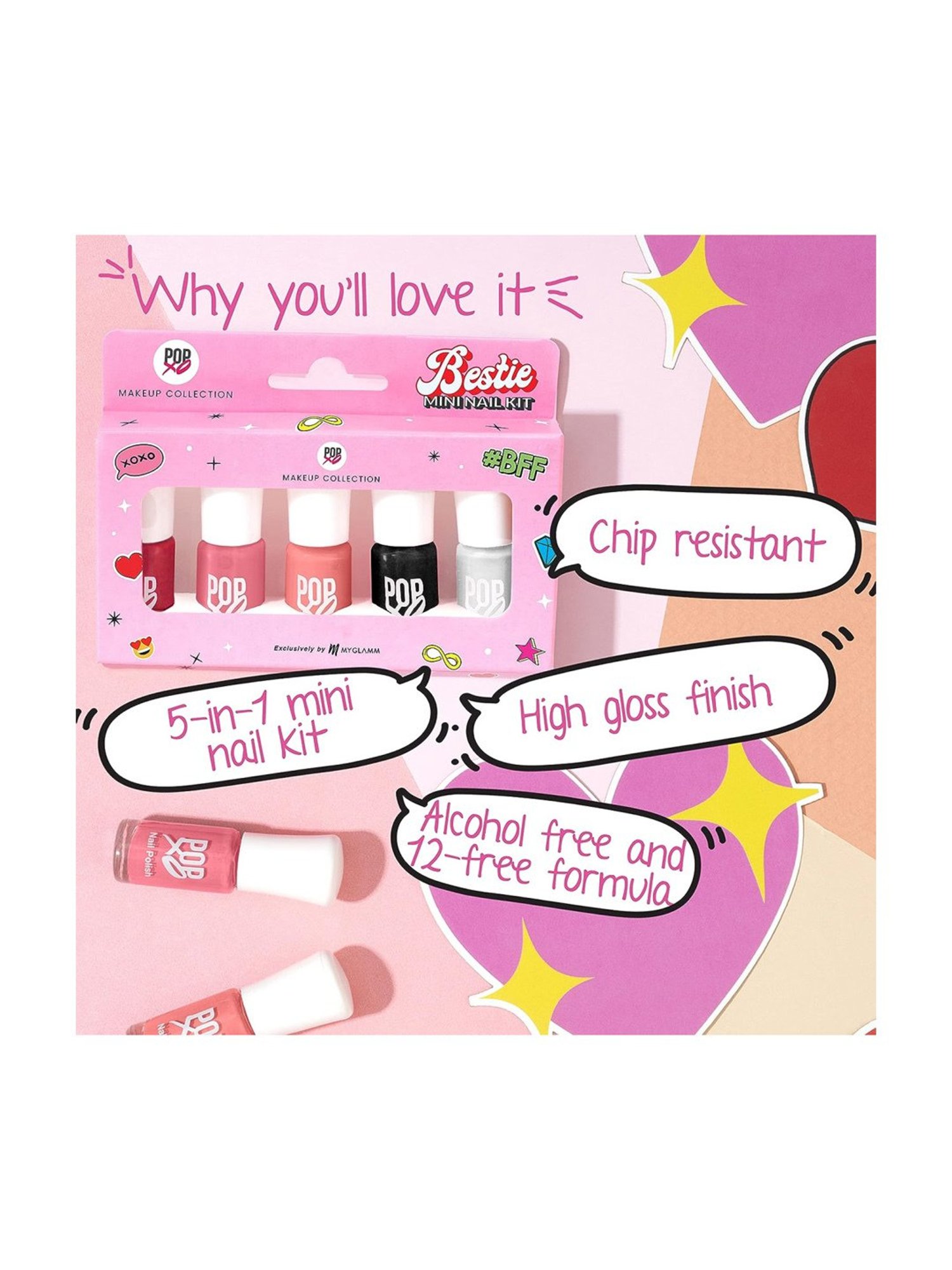 Color Fx Nail Fix Cure-In Mask, Moisturizer, Nail Enamel Remover & Nail Buffer Combo, Pack of 4