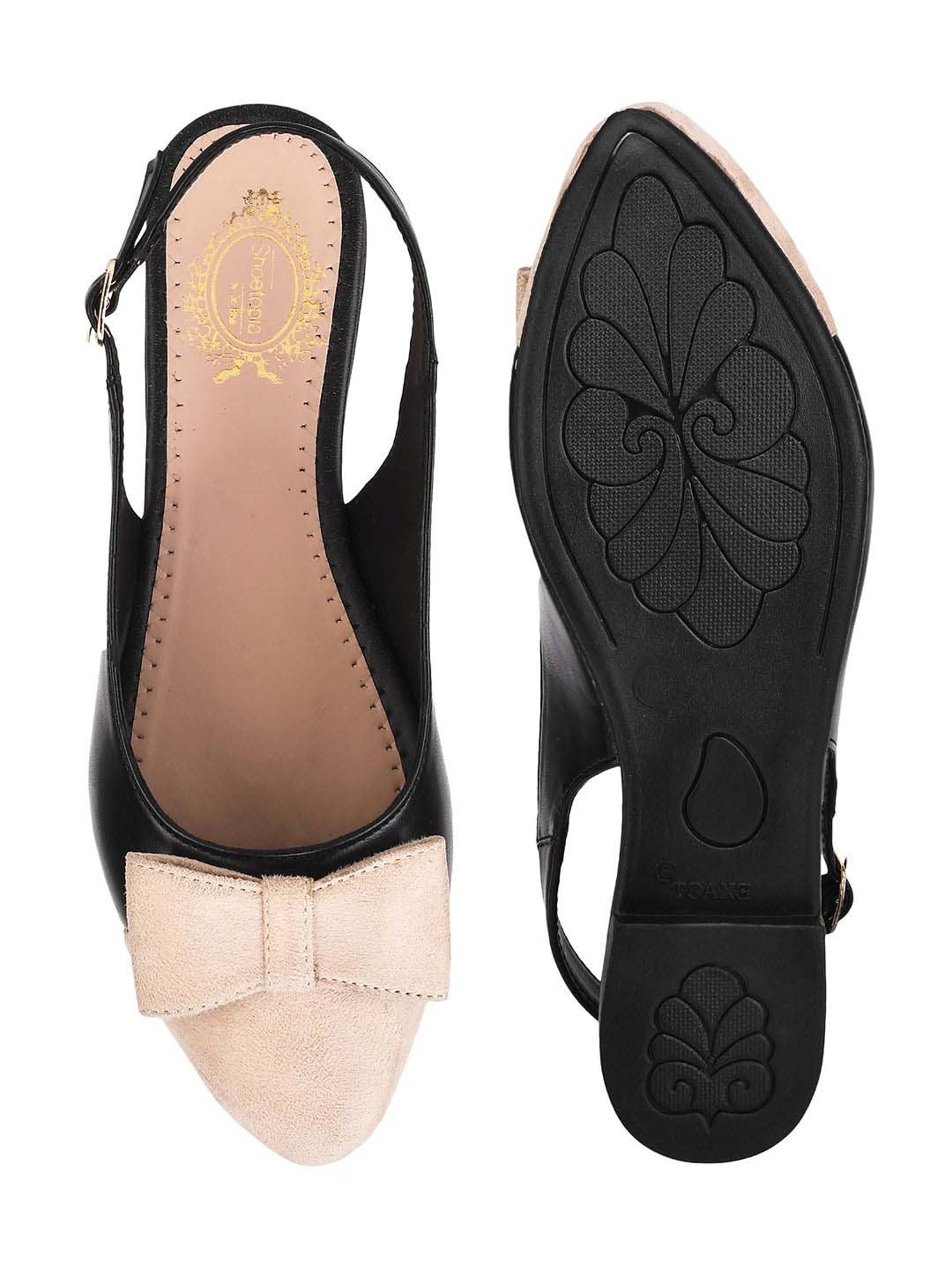 Shoetopia Kids Beige & Black Back Strap Sandals