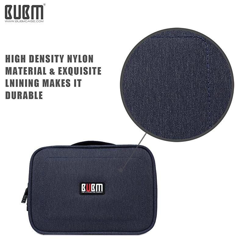 Electronics Organizer Bag,Double-Layer Convenient Travel Cable Storage Bag for IPad, Mobile Phone, Charger, USB Cable, SD Card, U Disk, Power Bank, Earphone(13 Feet Cable Management Belt)