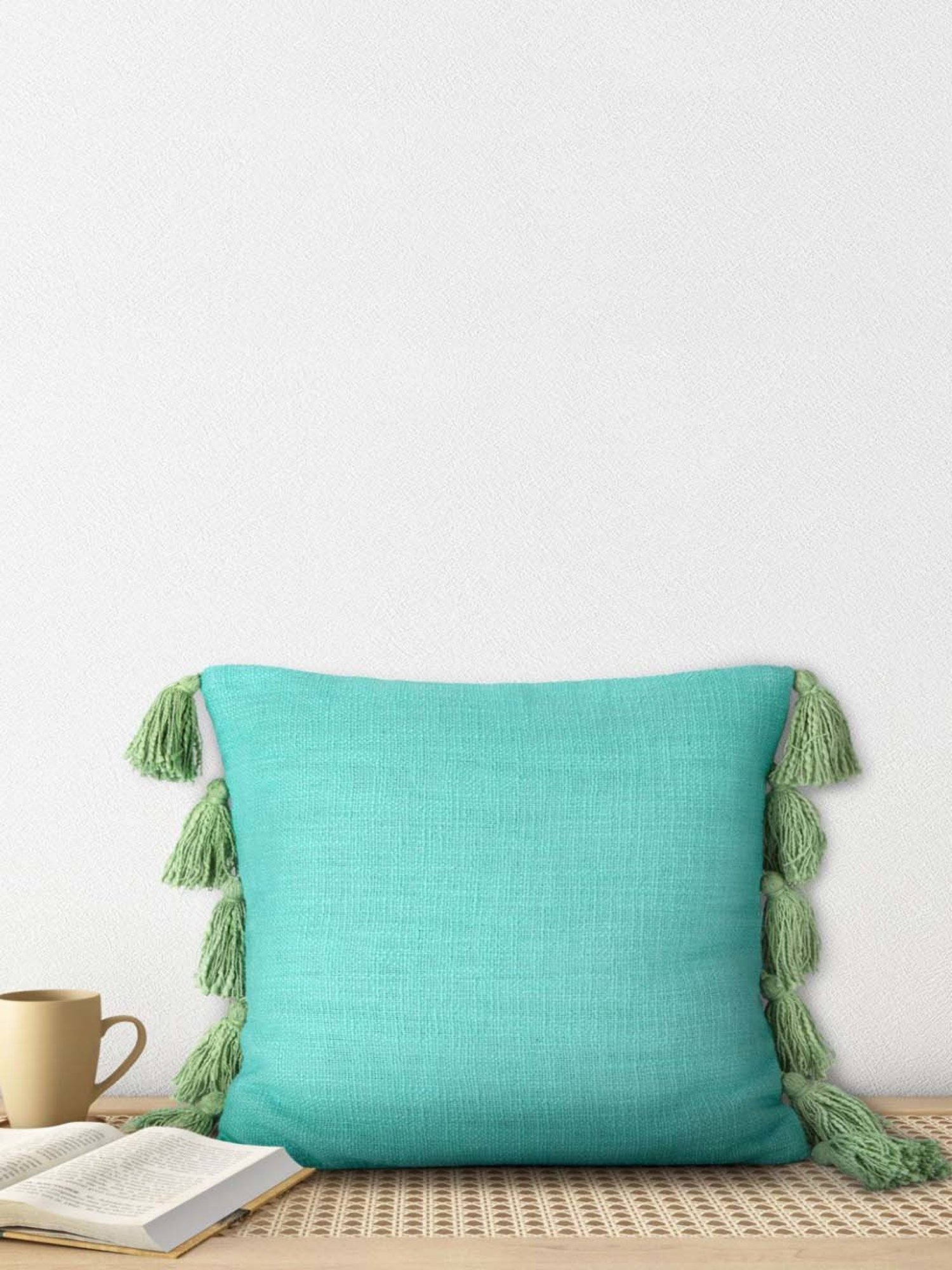 Living Scapes by Pantaloons Aqua Cotton Cushion Cover