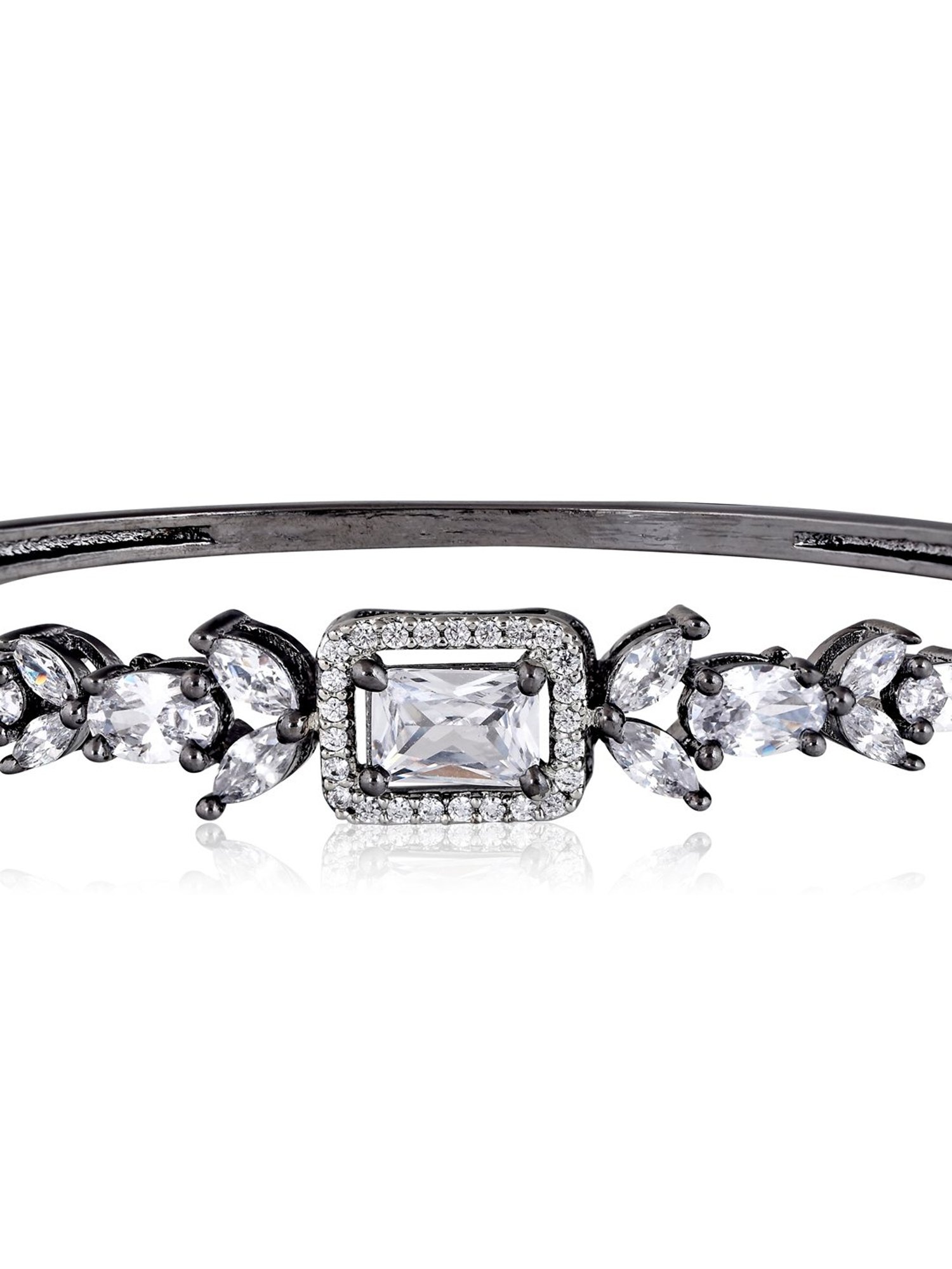 Curio Cottage Diamante Black Rhodium-Plated Cubic Zirconia Classic Bangle