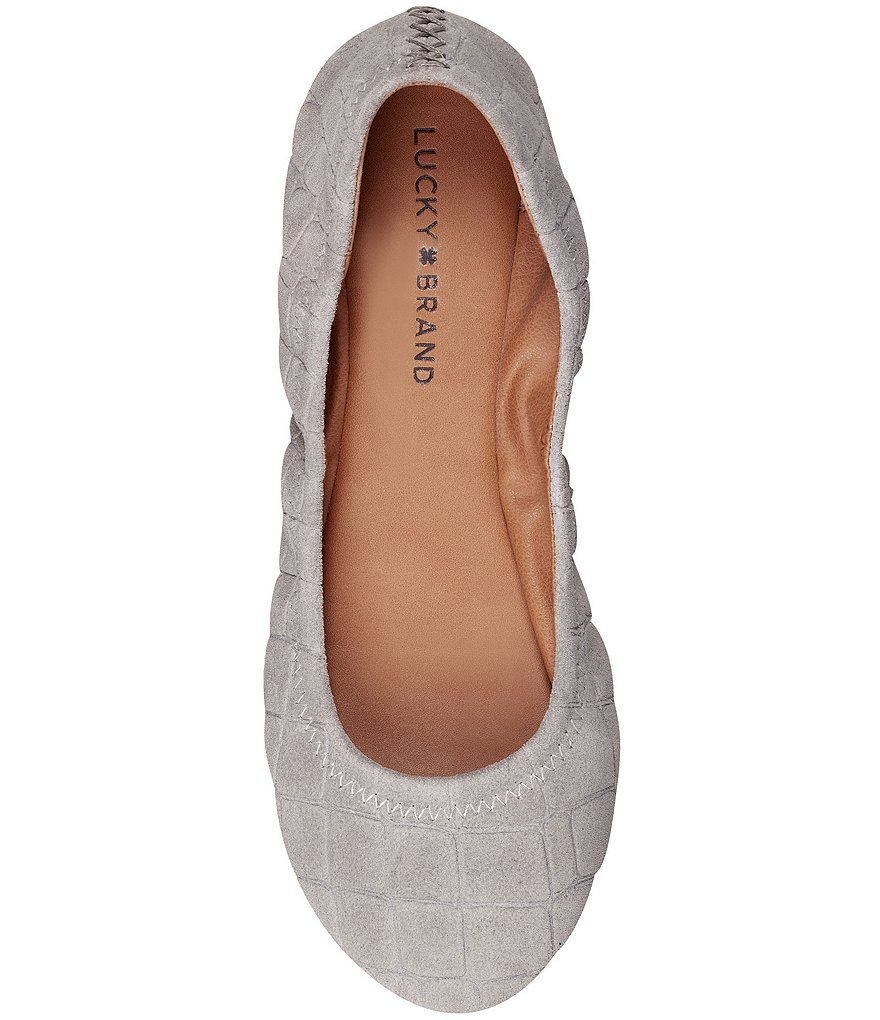Lucky Brand Emmie Croco Embossed Suede Leather Ballet Flat