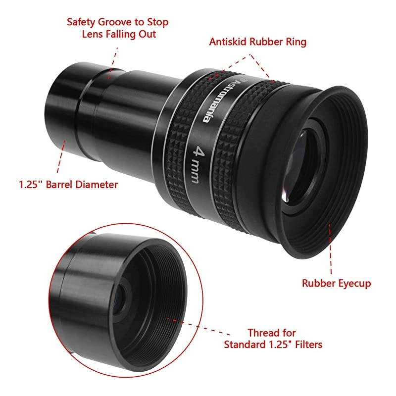 1.25" 4mm 58-Degree Planetary Eyepiece for Telescope