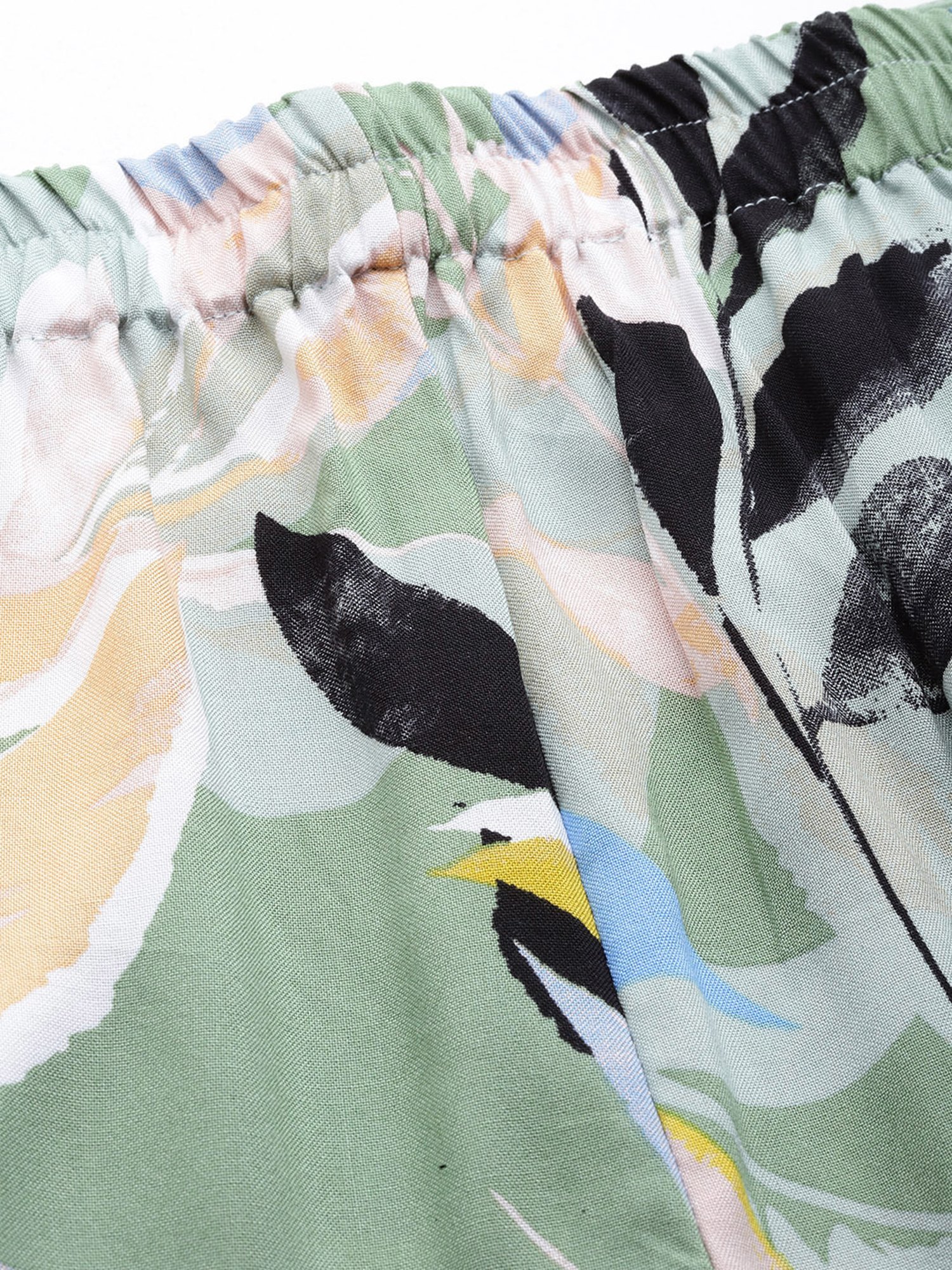 One Femme Light Green Printed Shirt With Trousers