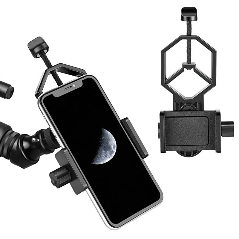 Cell Phone Telescope Adapter Mount Compatible with Binocular Monocular Spotting Scope Telescope and Microscope for iPhone Samsung Cellphone Support Eyepiece Diameter 25 to 48mm