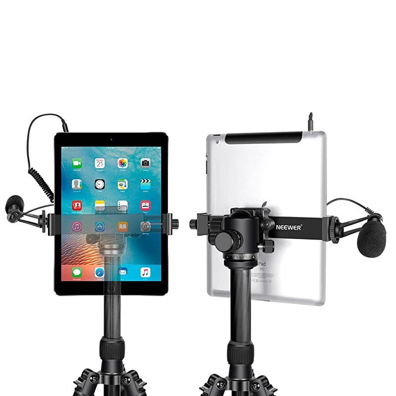 iPad Tablet Tripod Mount Adapter Holder, 6.3-9.25 inches/16-23.5 Centimeters Adjustable Clamp for iPad Mini iPad 2/3/4, iPad Air/Air2, iPad Pro Microsoft Surface Samsung Tab 7.0 Series