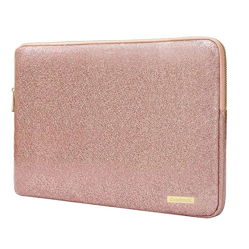 Sleeve Case Bag 13inch- Waterproof Glitter PU Leather Protective Cases Cover Compatible 13.3 Inch MacBook Air Pro Retina /Surface , Rose Gold