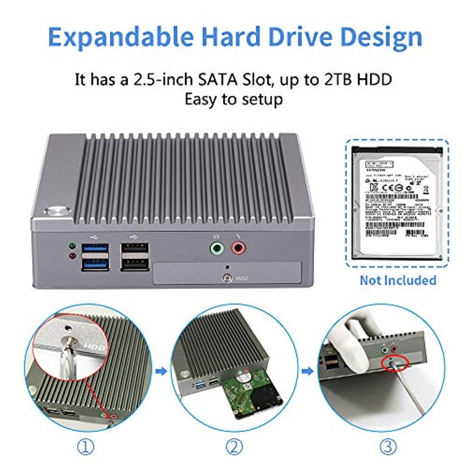 Vnopn Intel Mini PC Windows 10 Pro with License N2940 Quad-core Small Computer Dual HDMI 2X Gigabit LAN Dual-Band WiFi BT Firewall Compact Desktop, Support Auto Power on/Wake on LAN (K6-F13A)