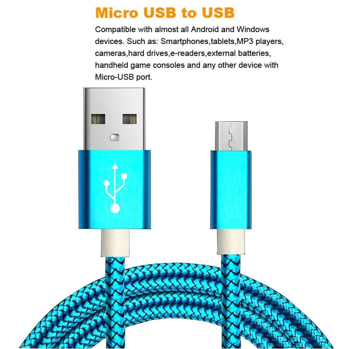 Micro USB Cable Android (2pack 6FT) MicroUSB Fast Quick Charger Cord for Samsung S7 S6 Edge Plus, Note 5/4, Galaxy J7 J5 J3 Prime Star Sky Pro, LG G4 Stylo 2/3 Aristo, PS4 Xbox One Controller
