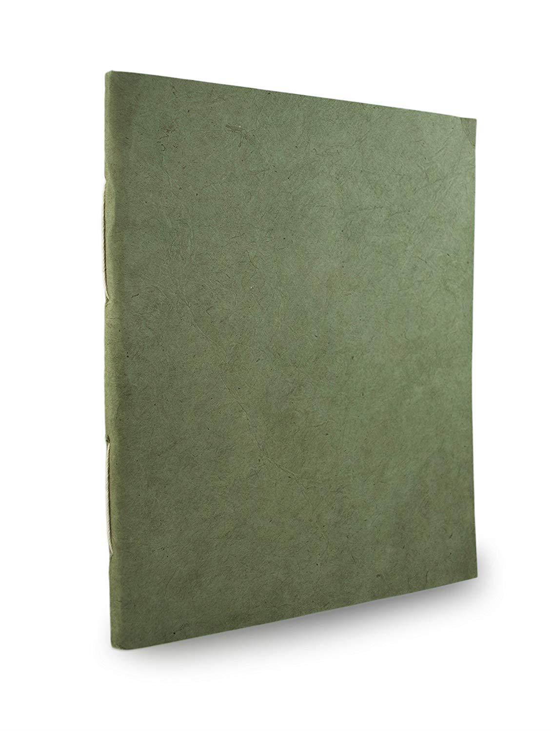 Nepali Companion Notebook with Handmade Paper and Vegetable-Dyed Cover. Made in Nepal (Large, Sage)