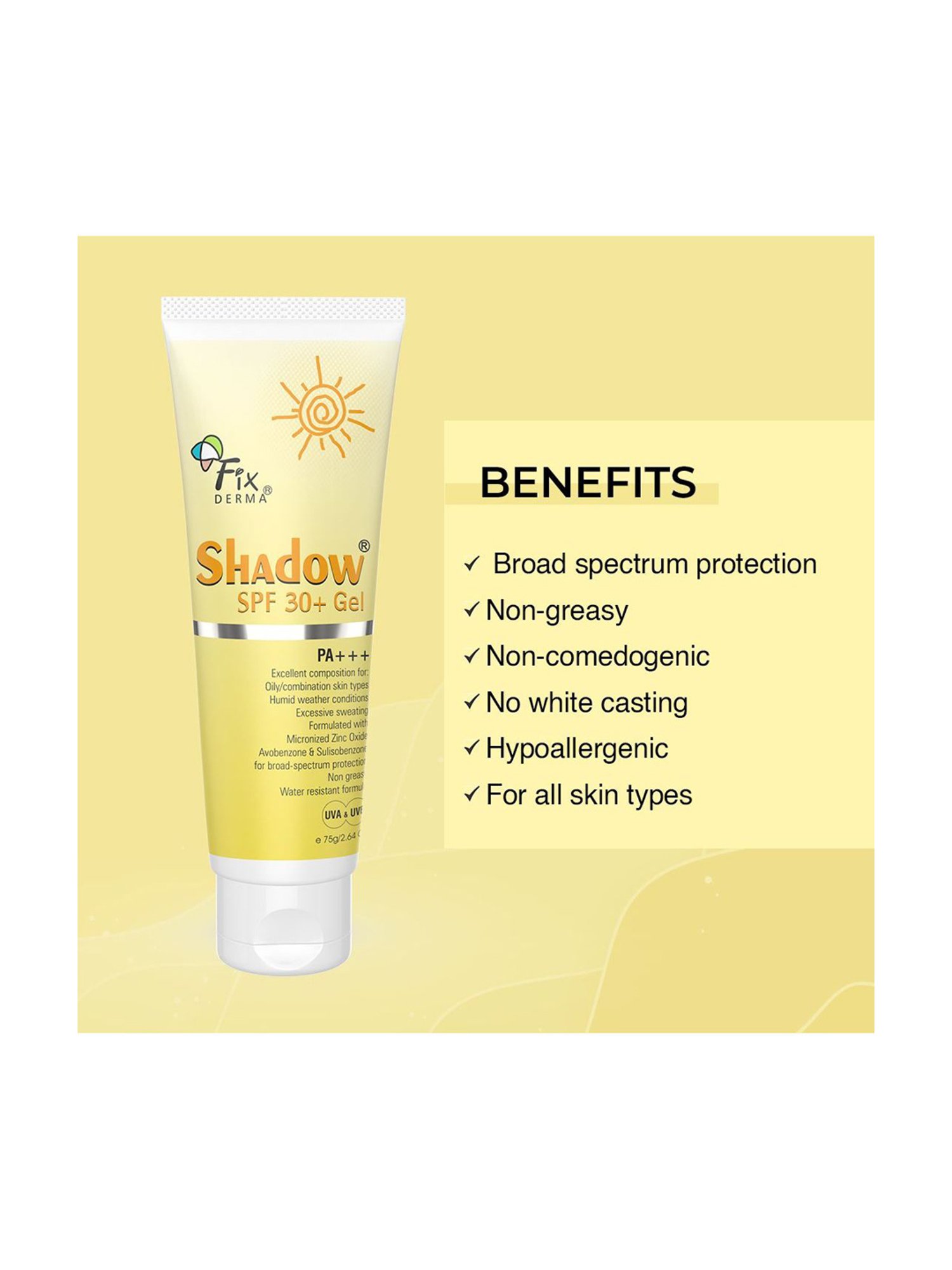 Fixderma Shadow SPF 30+ Gel - 75gm