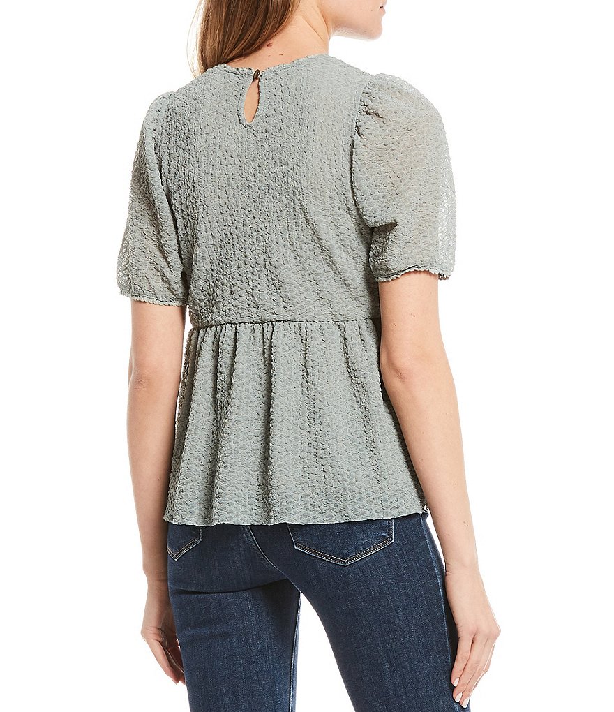 Jolt Textured Puff Sleeve Babydoll Top