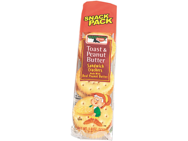 Keebler 21167 Sandwich Crackers, Peanut Butter, 8-Cracker Snack Pack, 12 Packs/Box