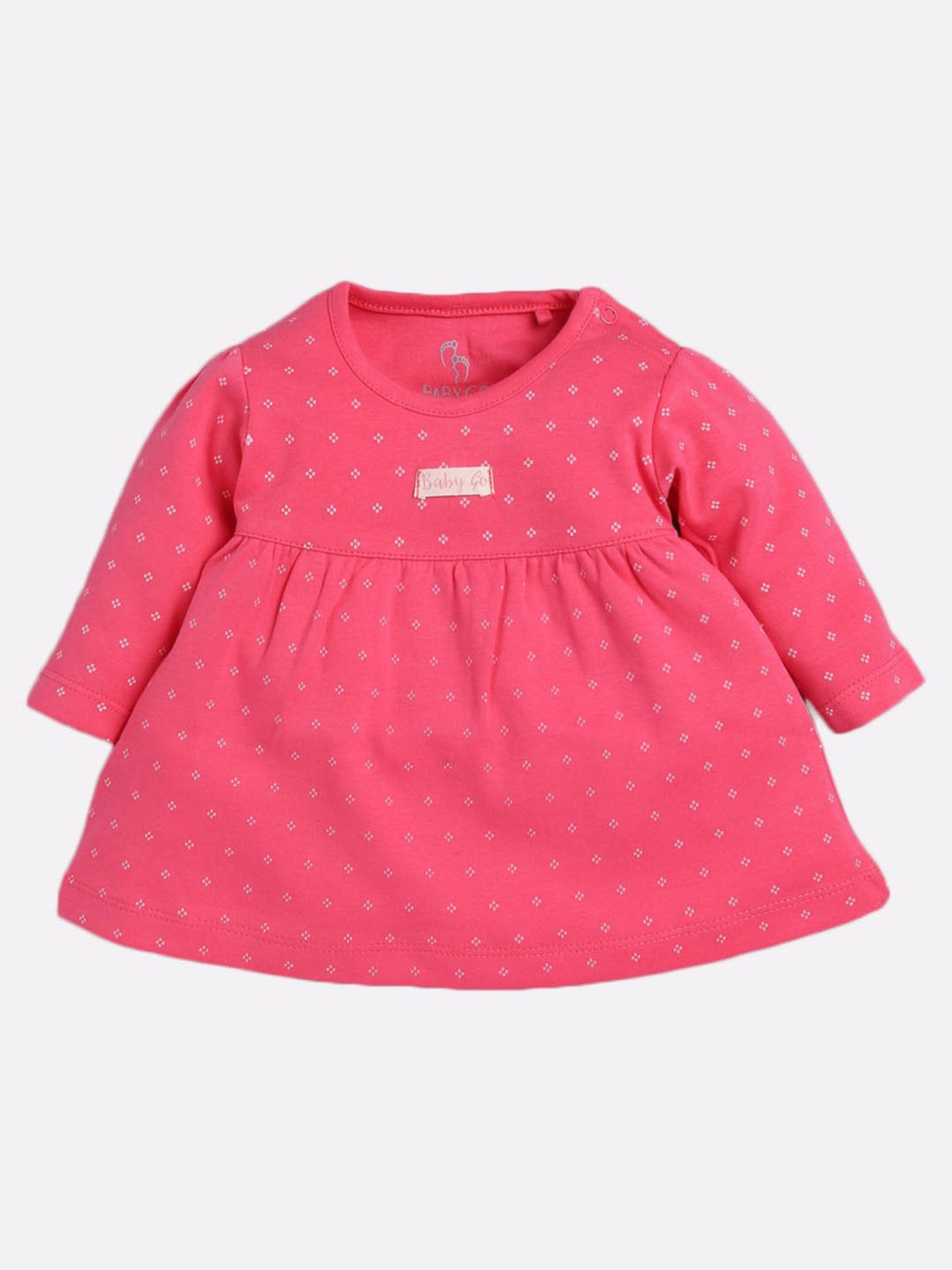 Baby Go Kids Fuchsia & White Printed Dresses (Pack Of 2)