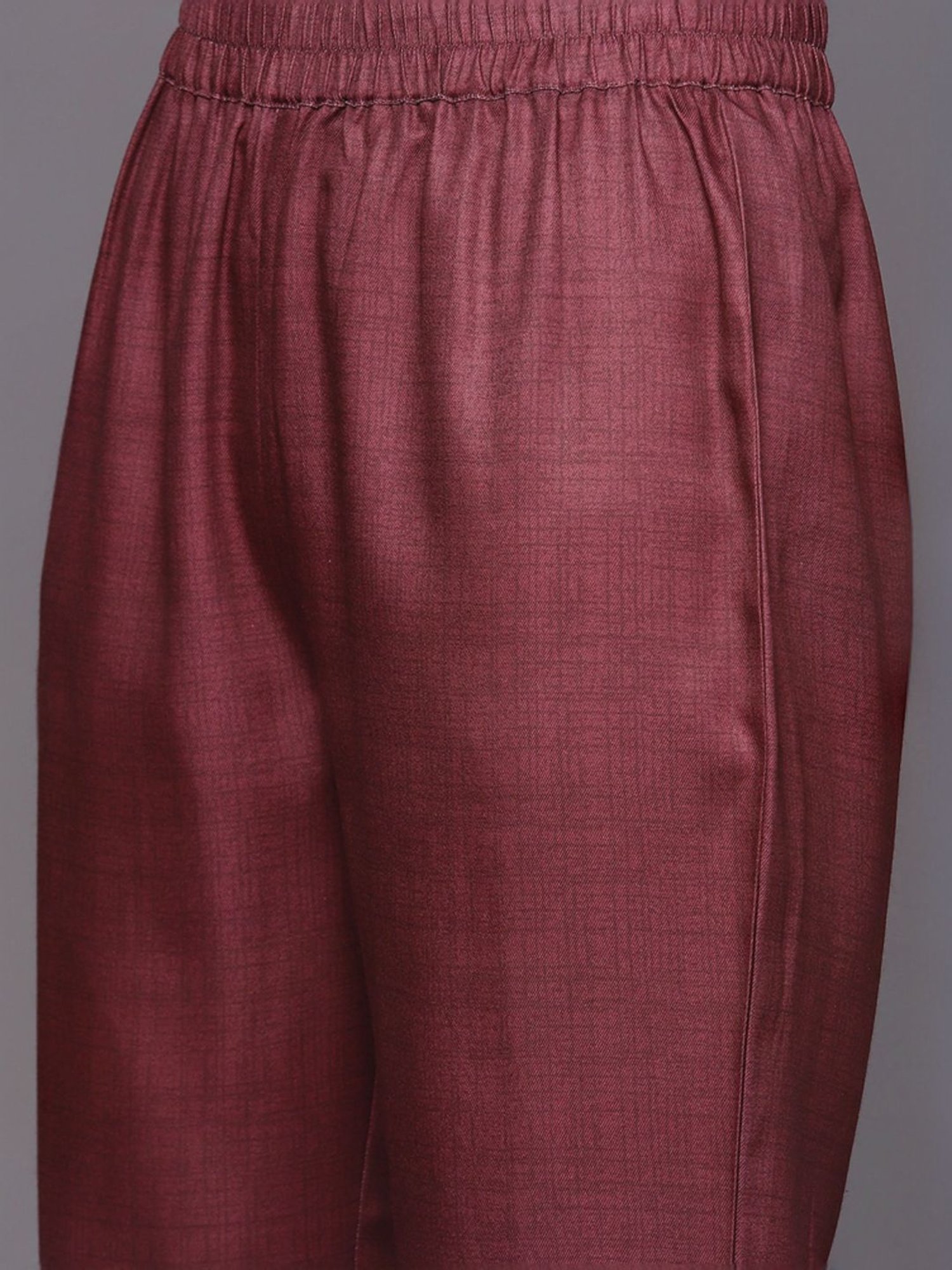 Varanga Maroon Floral Print Kurta Pant Set With Dupatta