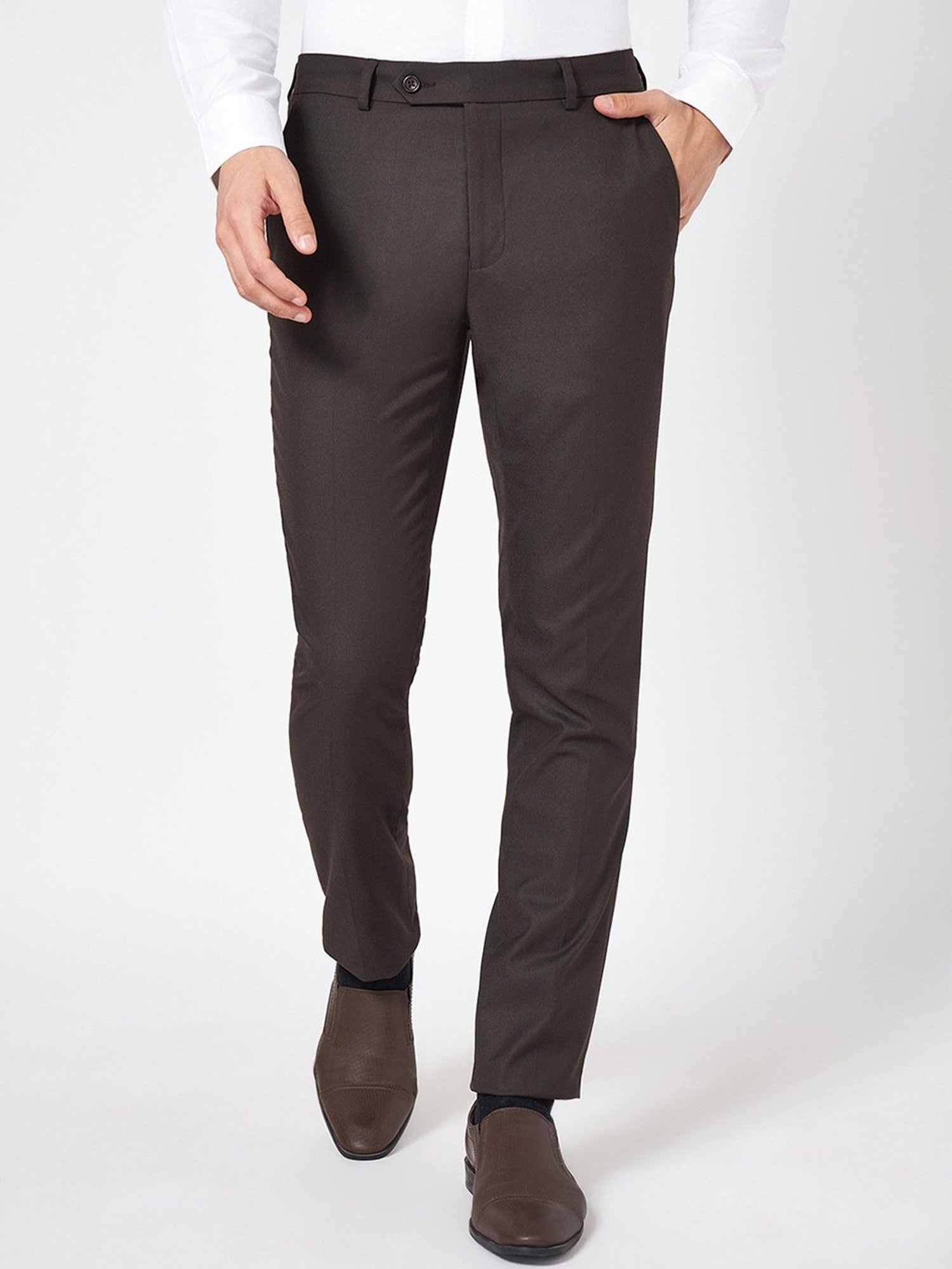 Byford By Pantaloons Brown Slim Fit Trousers