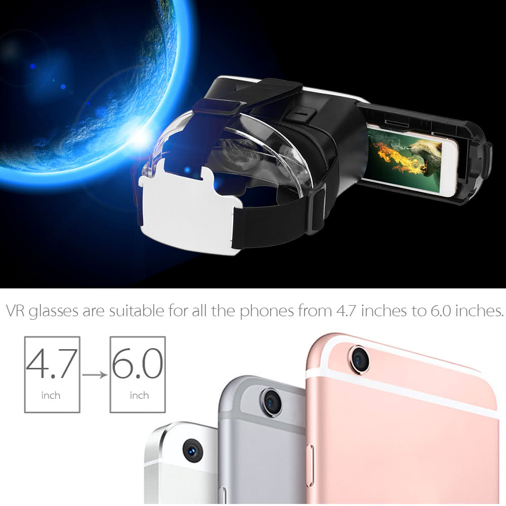 Andoer Virtual Reality Glasses 3D VR Box Glasses Headset Universal for Android iOS Windows Smart Phones with 4.7 to 6.0 Inches