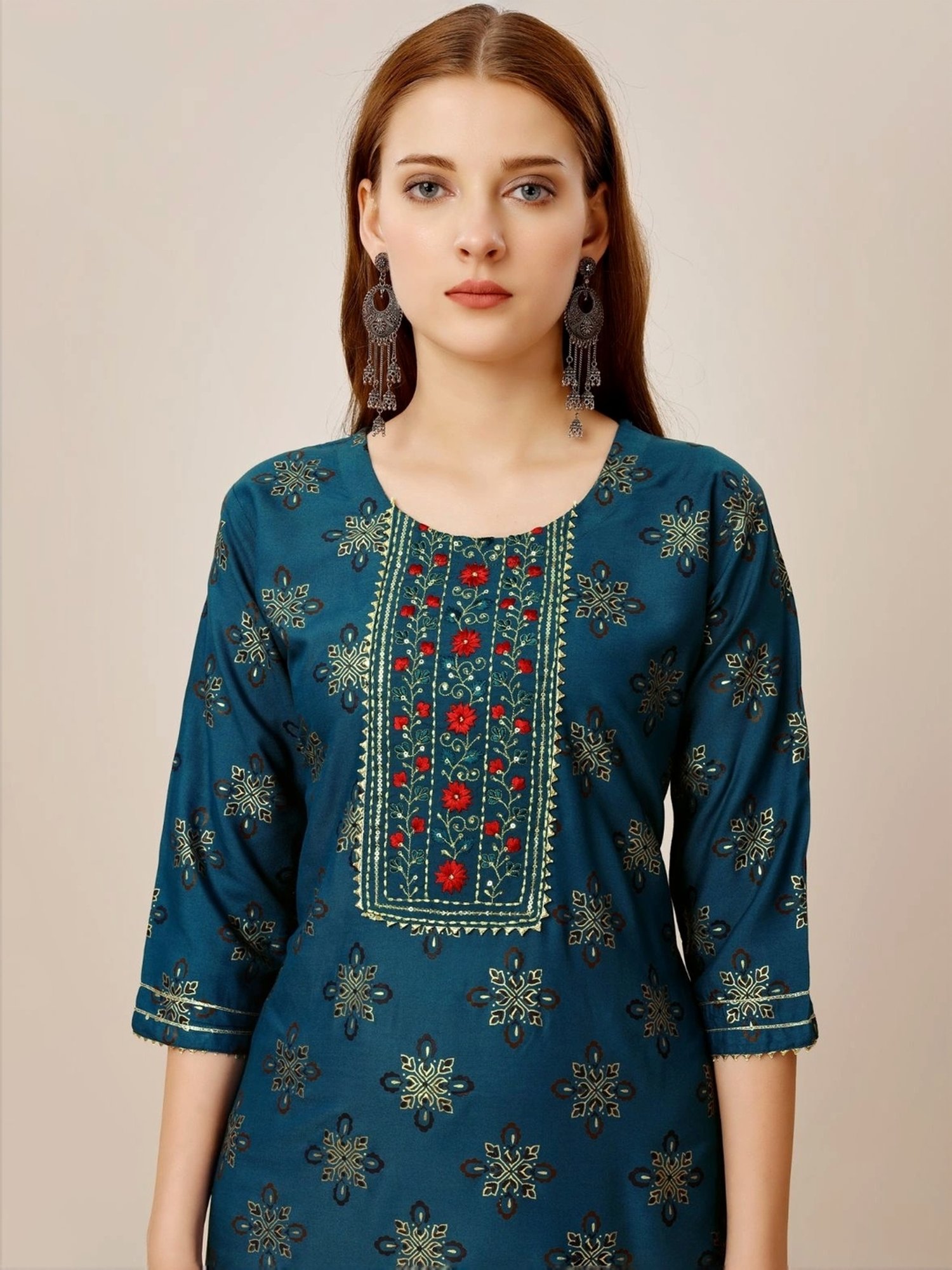 URBAN MYSTIC Black Rayon Embroidered Kurta & Sharara Set