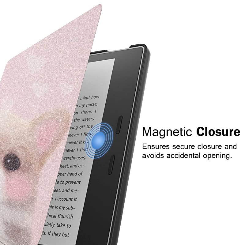 Water-Safe Case for All New K i n d l e O a s i s 7 inch case 2019/2017 Release- PU Leather Smart Cover with Auto Wake/Sleep Cover (Pets)