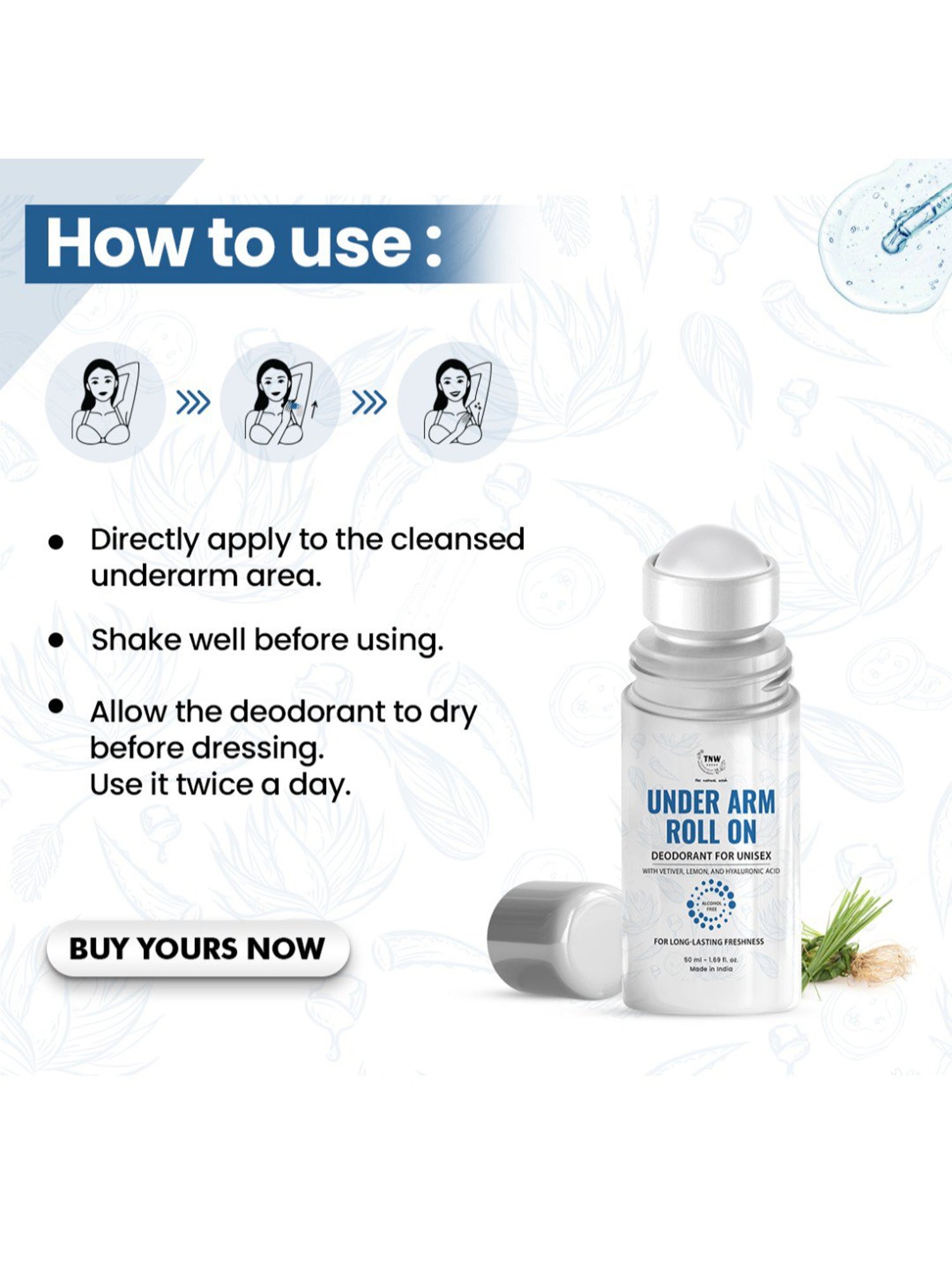 TNW-The Natural Wash Under Arm Roll On Deodorant - 50 ml