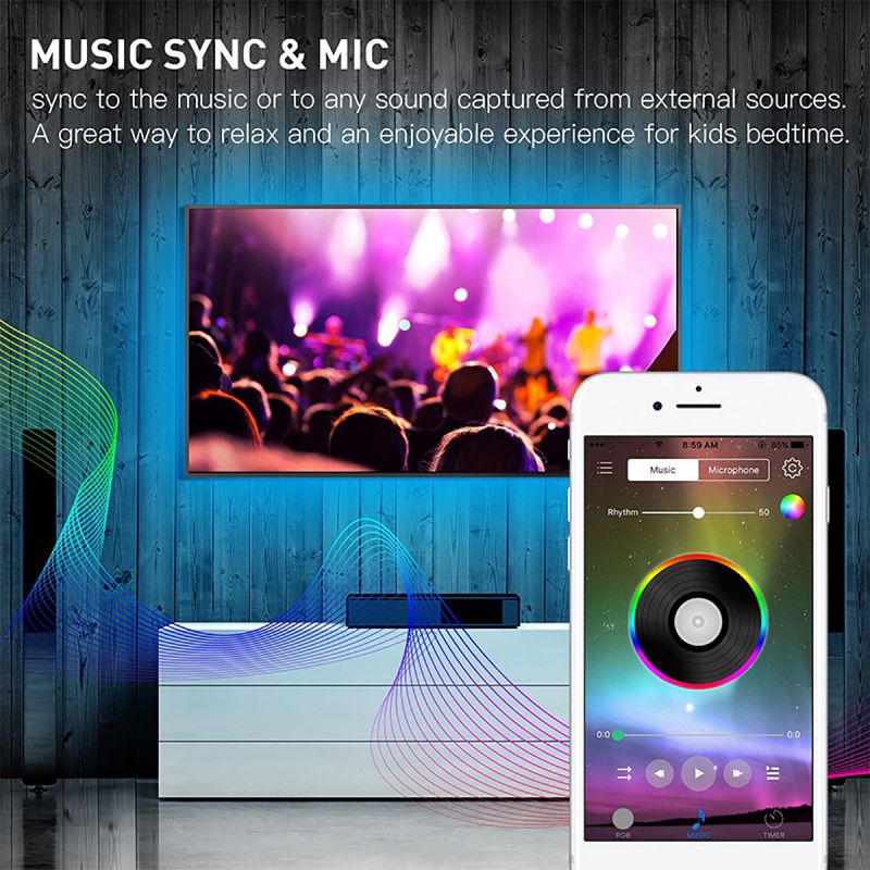 5V USB Power bluetooth Music Remote APP LED Strip Light 5050 RGB TV Backlight Decoration