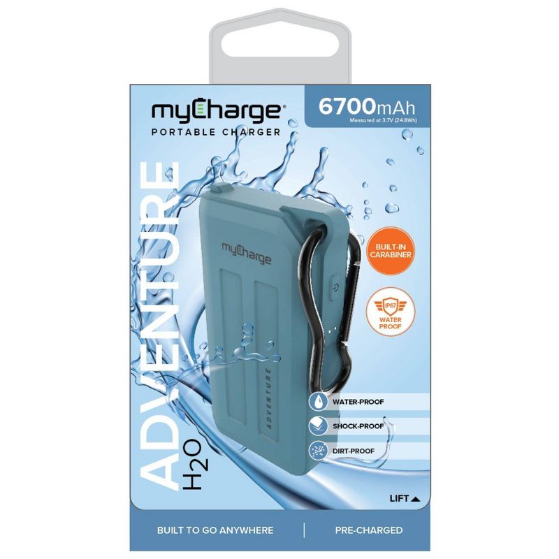 myCharge Adventure H2O Plus 6700mAh/2.4A Output Dual USB-A Port Power Bank - Blue