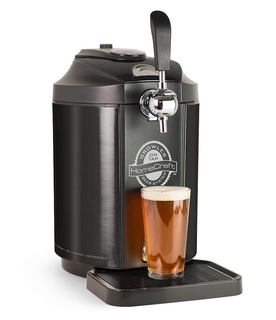 Nostalgia Electrics HomeCraft Black Stainless Steel Tap Beer Growler Cooling System