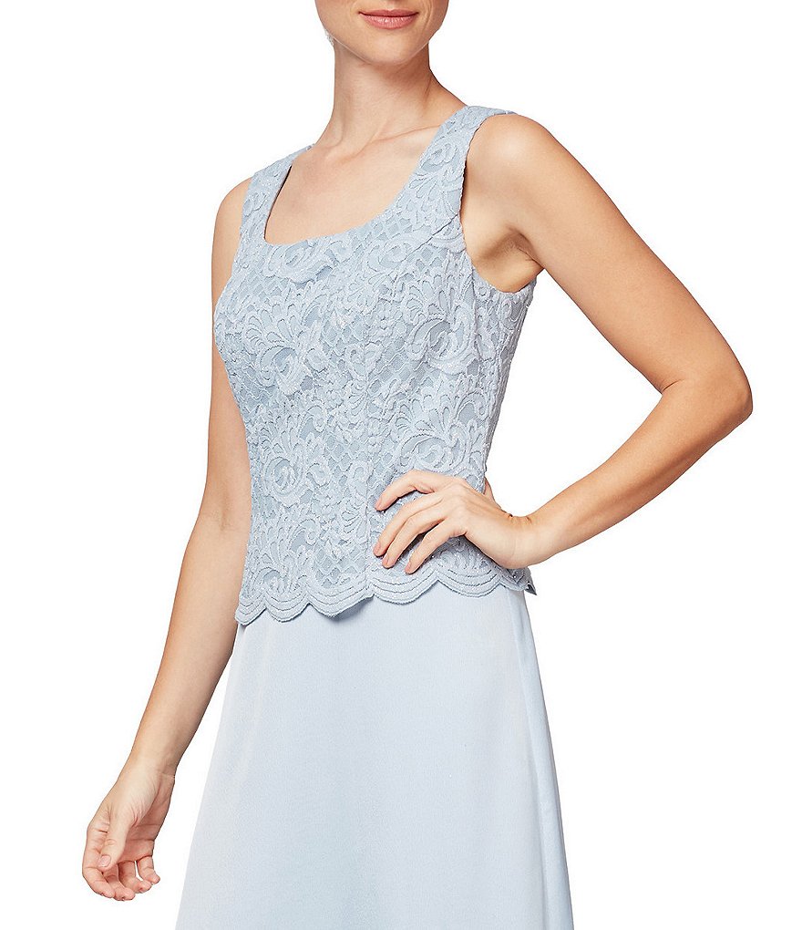 Jkara Petite Size 3/4 Sleeve Lined Illusion Crew Neck Beaded Gown