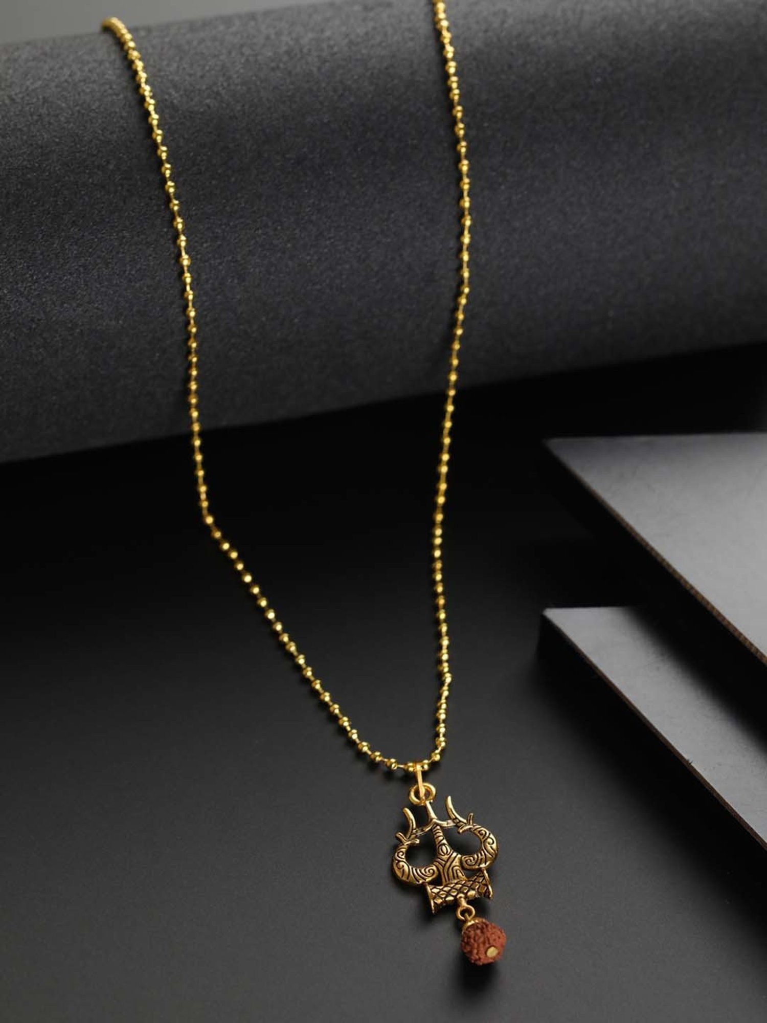 Bold by Priyaasi Rudraksh Trishul Gold-Plated Necklace for Men