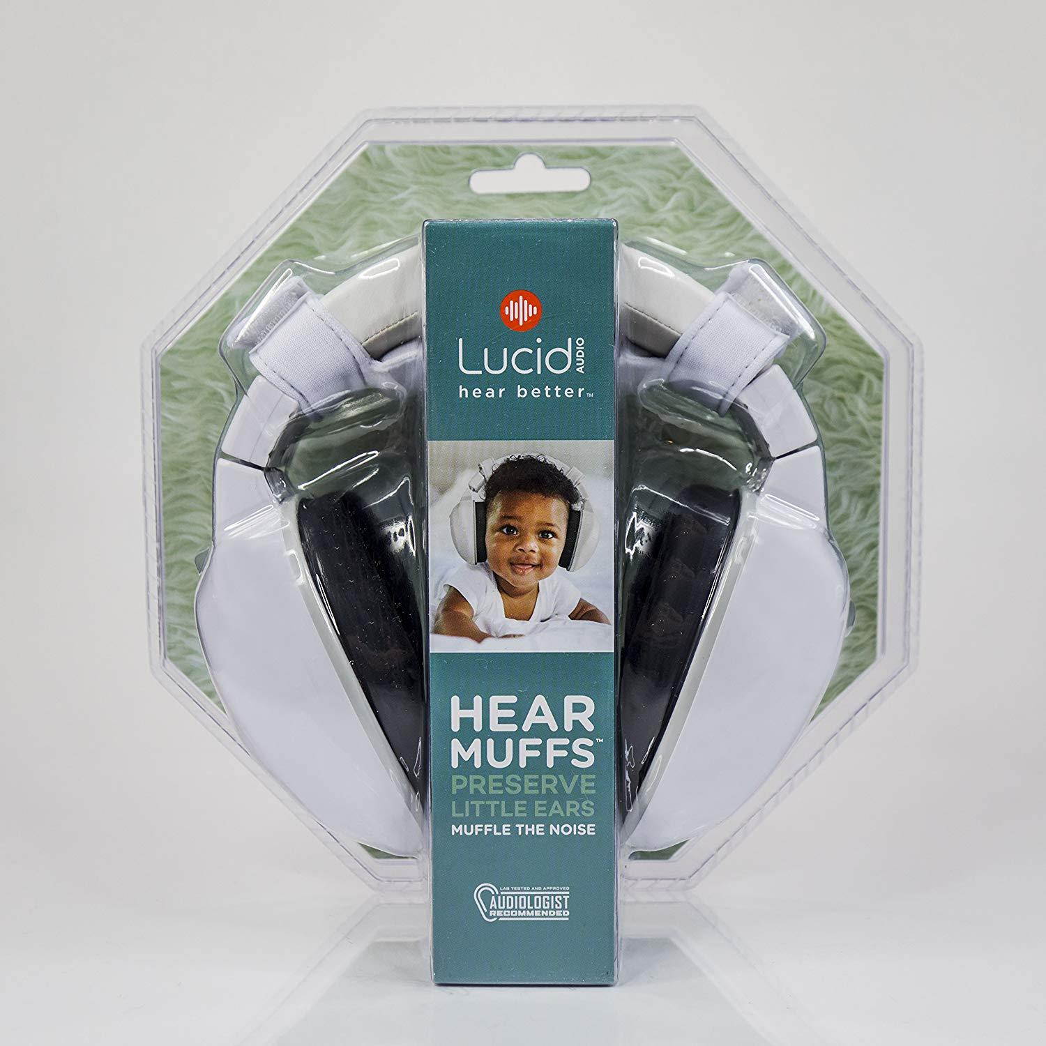 Lucid Audio HearMuffs Baby Hearing Protection (Over-The-Ear Sound Protection Ear Muffs Infant/Toddler/Child), One Size, White