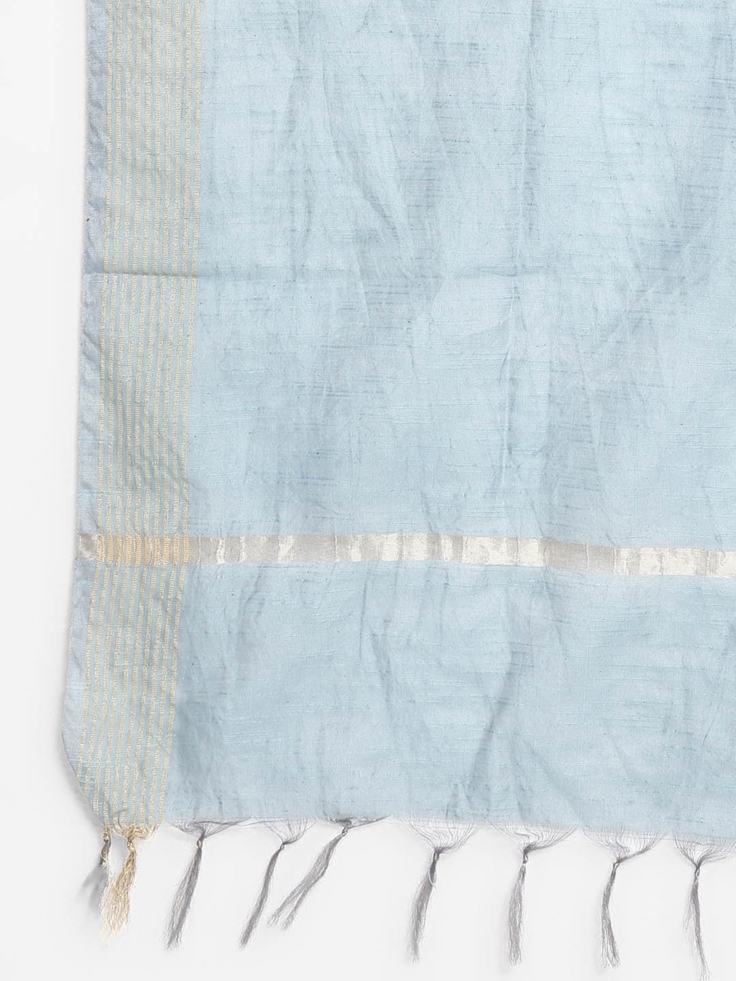 Janasya Peach & Grey Printed Kurta With Palazzo & Dupatta