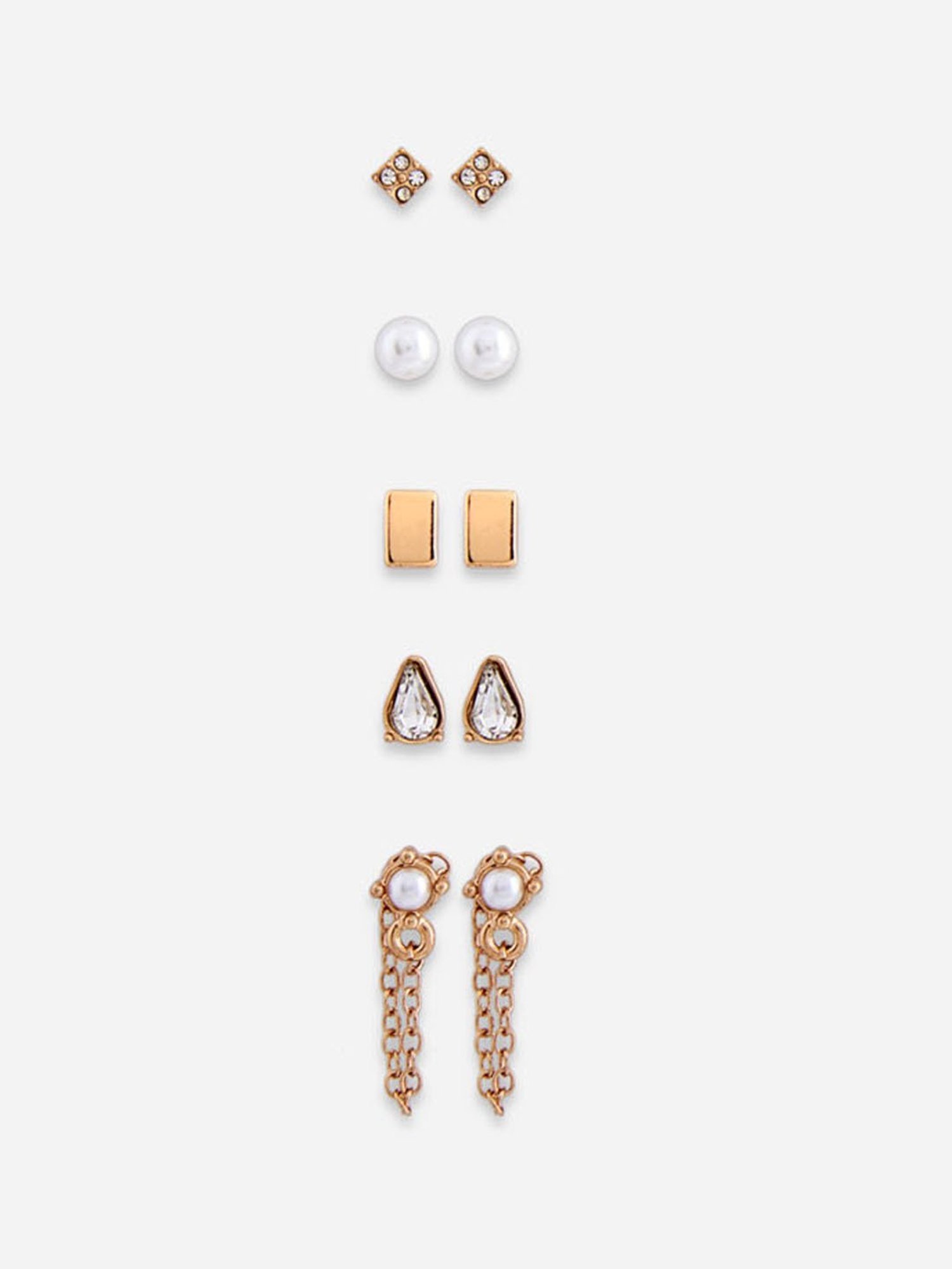 ToniQ Golden Stud and Drop Earrings Jewellery - Set of 25