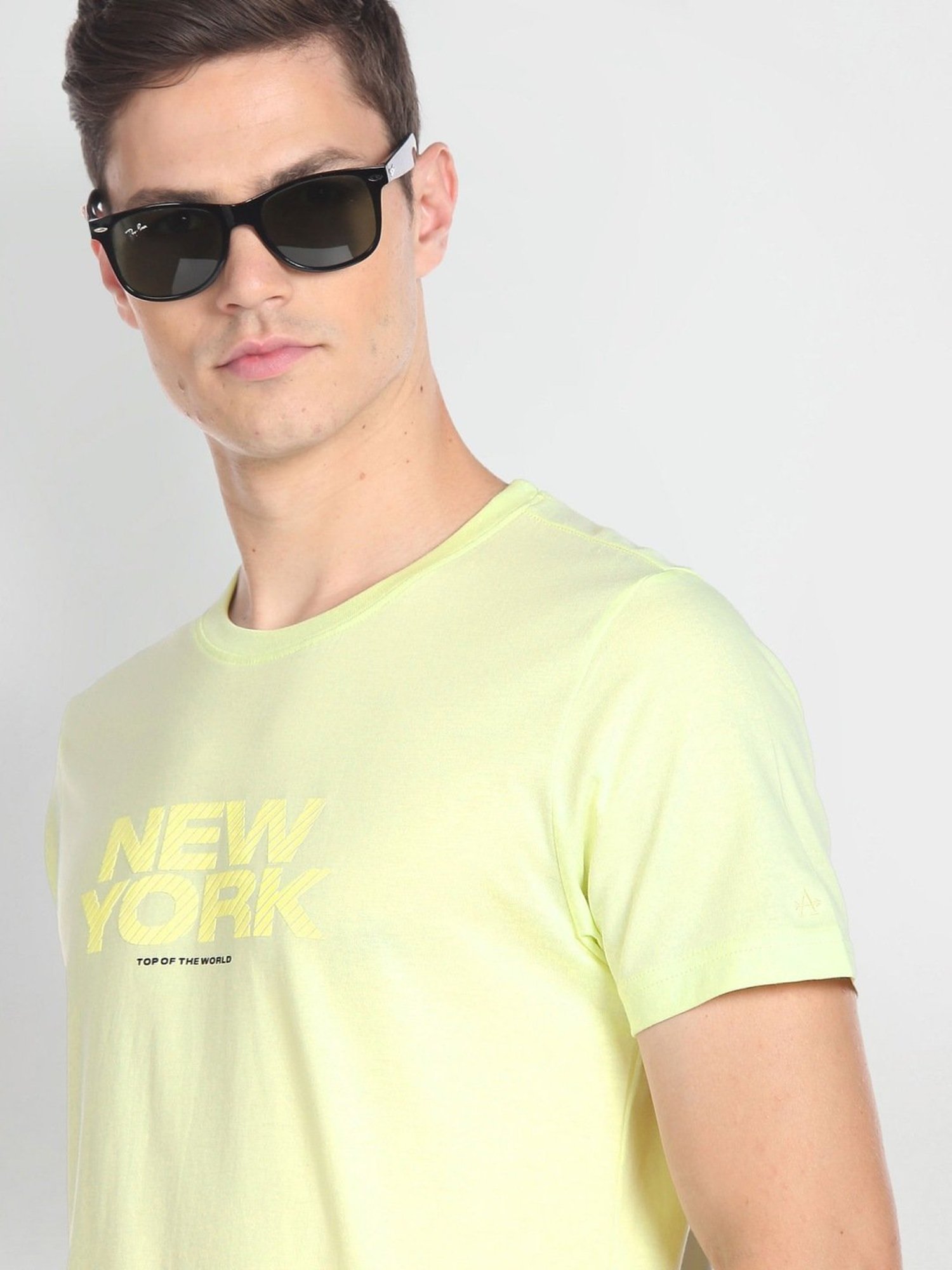 Arrow Sport Lemon Cotton Regular Fit Printed T-Shirt