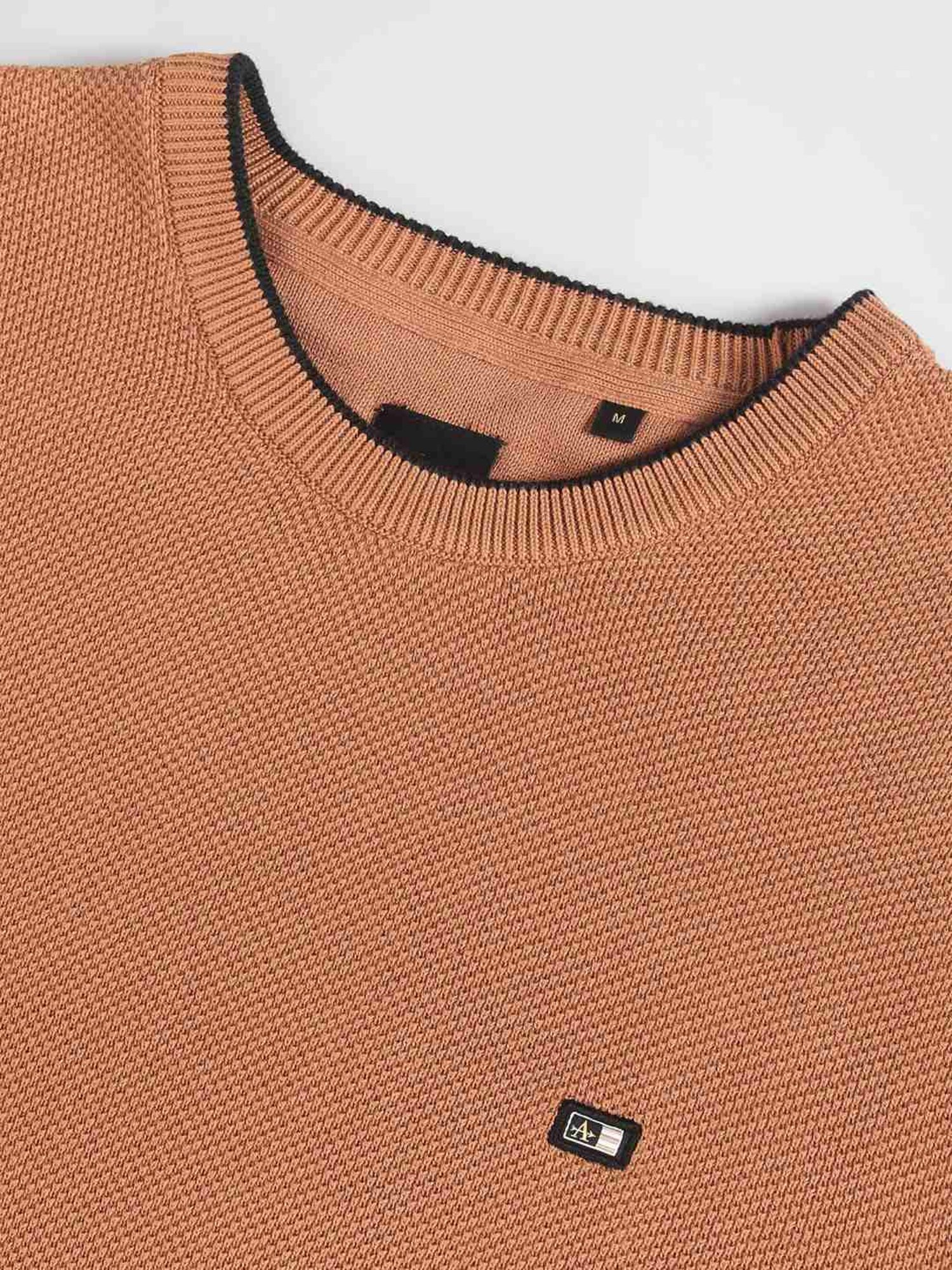 Arrow Sport Beige Regular Fit Self Pattern Sweater