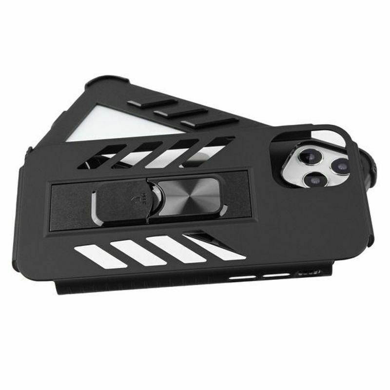 For  iPhone 12 Pro Max 6.7" Black Hard TPU Hybrid Plastic Case w/stand