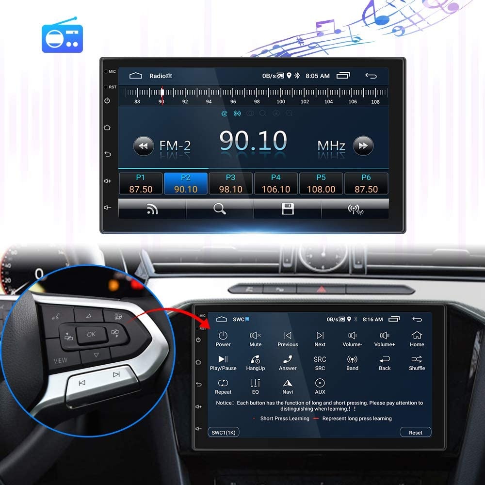 Double Din Car Stereo, Android 10.1 Bluetooth Car Radio7'' Touchscreen GPS Navigation Indash Head Unit with WiFi Mirror Link FM Radio 2USB+Rear View Camera