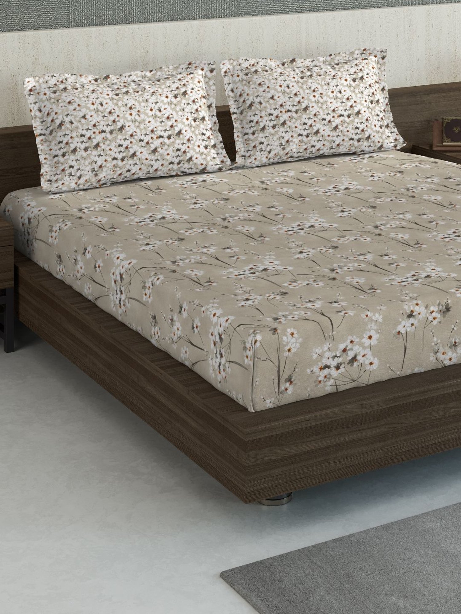 Maspar Blue Cotton 200 TC Reversible Duvet Cover Set