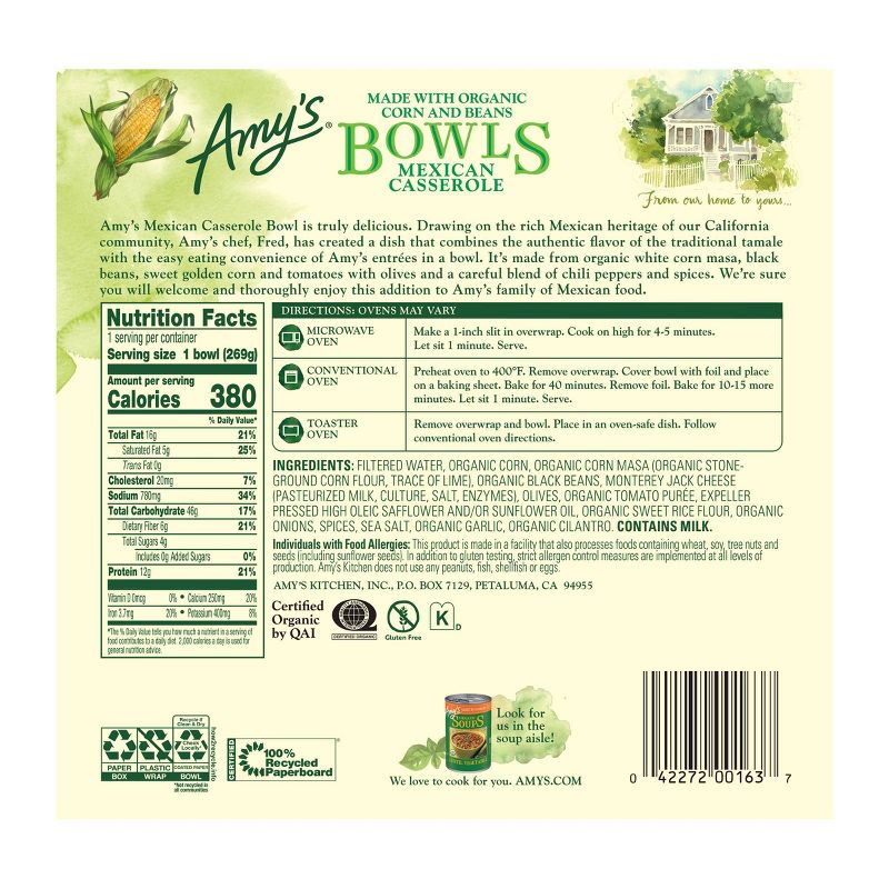 Amy's Frozen Mexican Casserole Bowl - 9.5oz