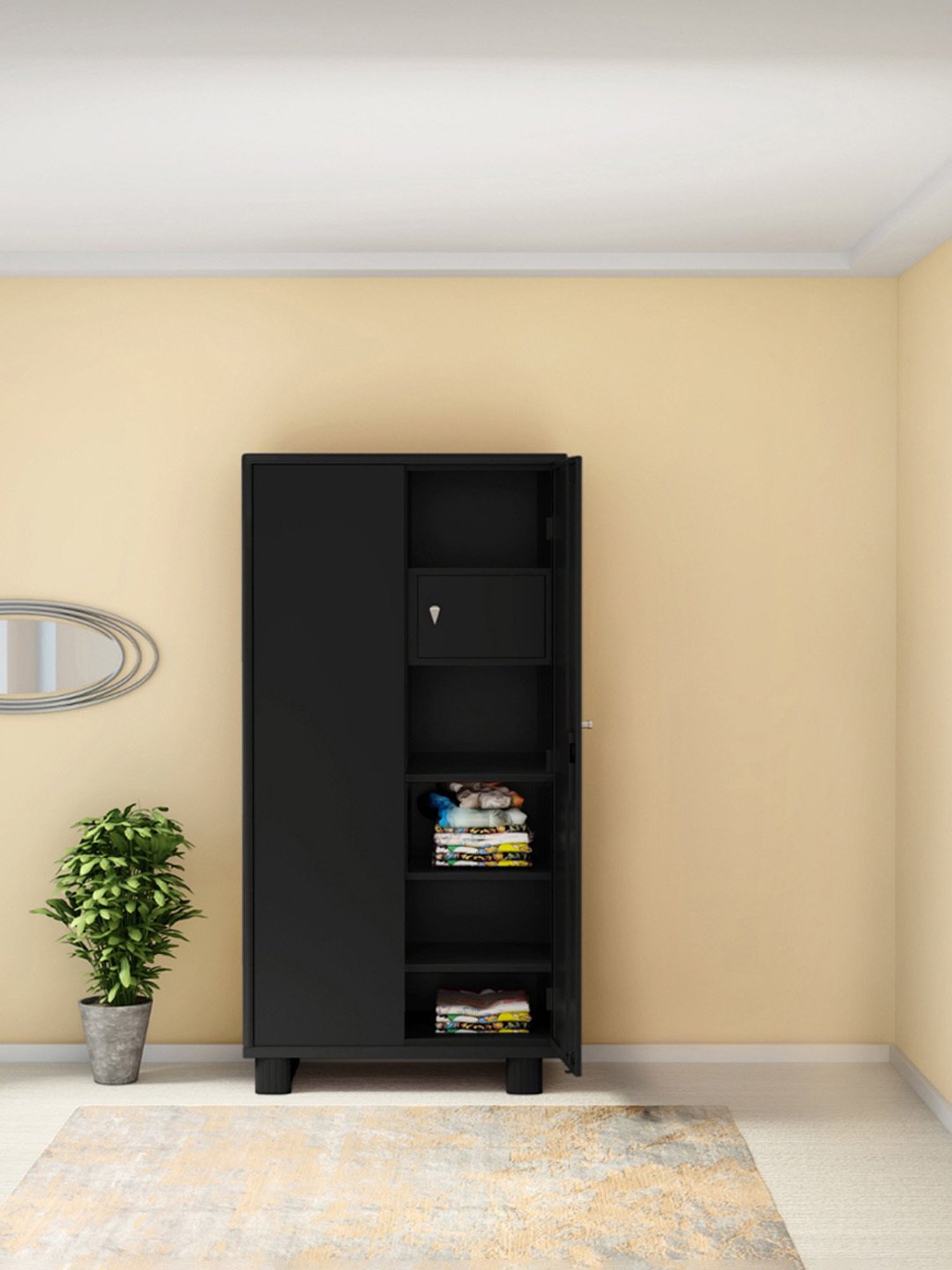 Godrej Interio Ewa Brown Engineered Wood 4 Door Wardrobe