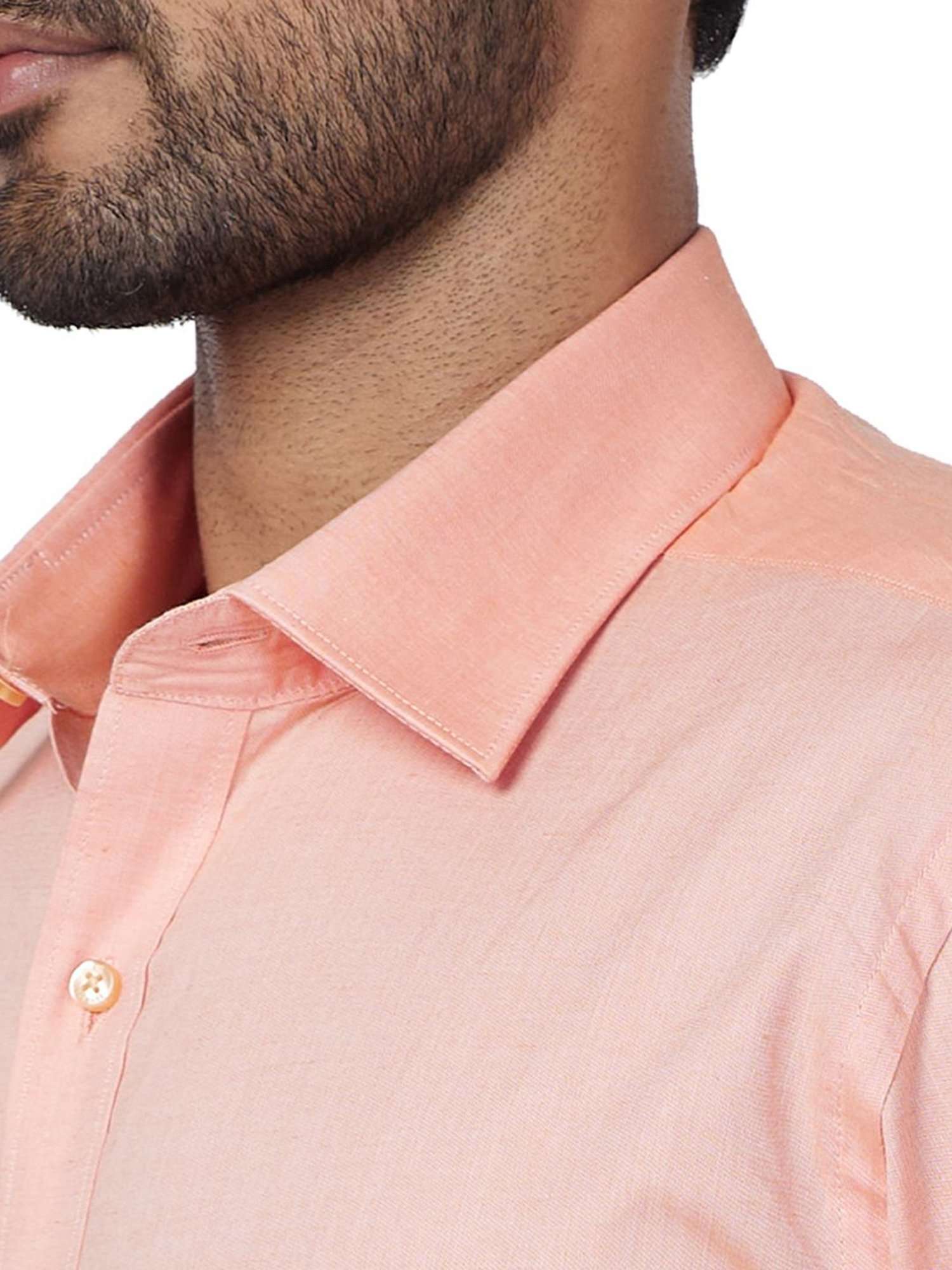 Raymond Orange Cotton Slim Fit Shirt