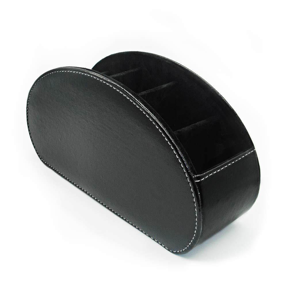 Fosinz Remote Control Holder Organizer Leather Control Storage TV Remote Control Organizer with 5 Spacious Compartments (Black 3 Pack)