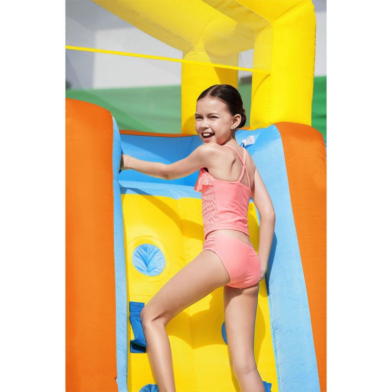 H2OGO! Beachfront Bonanza Kids Inflatable Outdoor Backyard Mega Water Slide Splash Park Toy with Slide, Climbing Wall, Sprayer, and Kiddie Pool