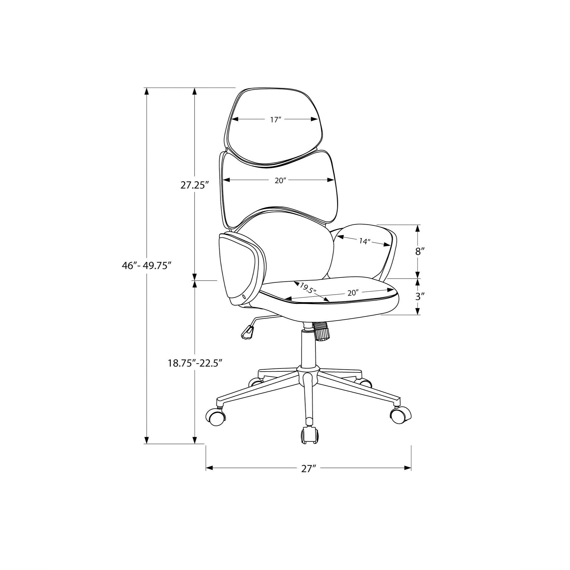 Monarch Specialties Executive High Back Computer Desk Armrests Leather Look Office Chair, Black