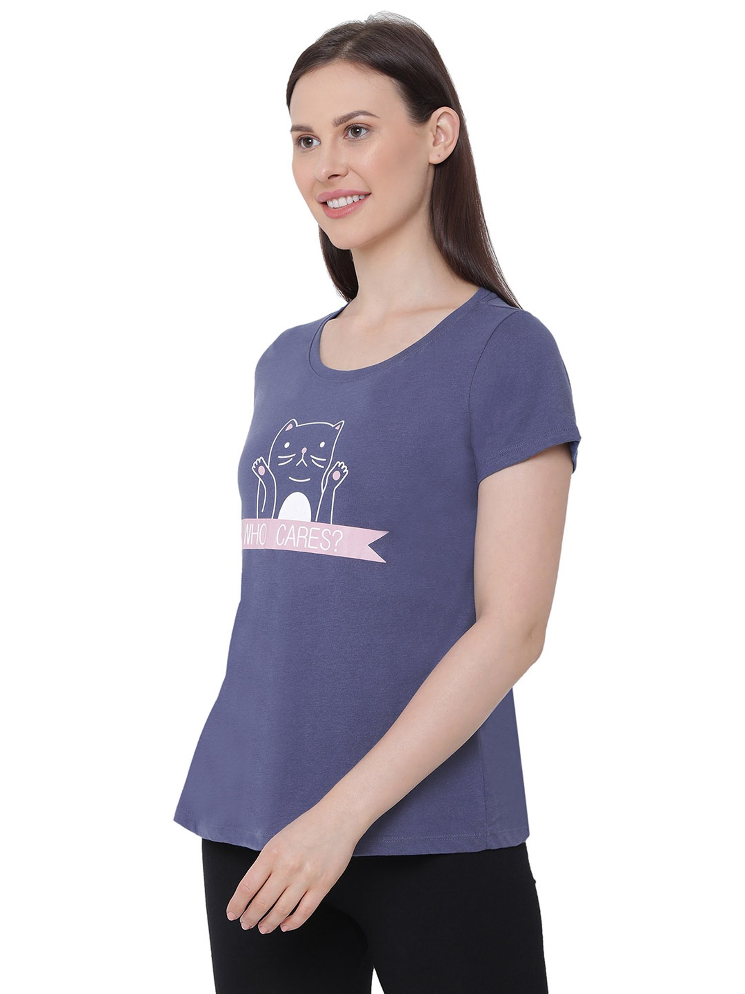 Soie  Blue Printed T-Shirt